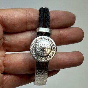 NWOT: Sterling silver bracelet with leather braids